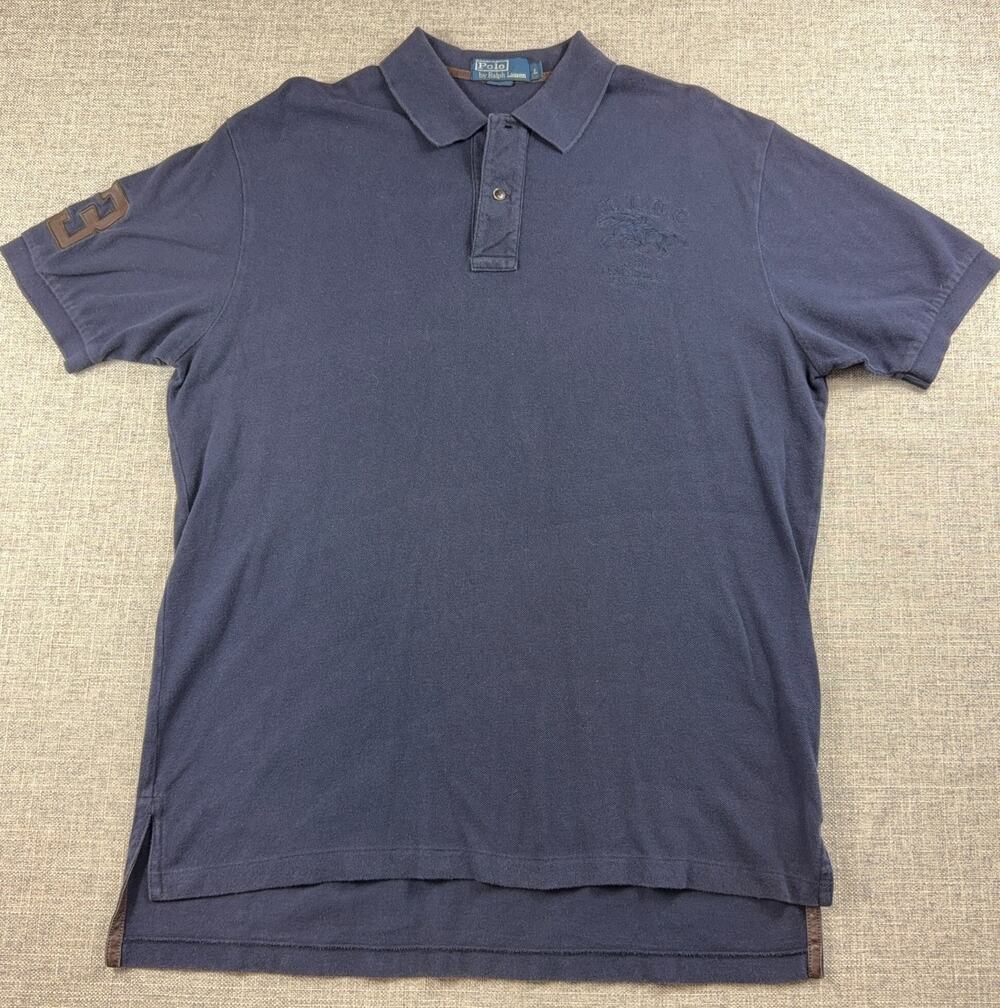 Polo Ralph Lauren Polo Shirt Mens Large Faded Navy RLC 38 Number 3 Rugby